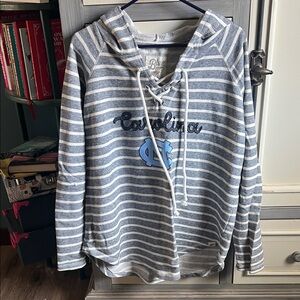 Blue and White Striped Hoodie